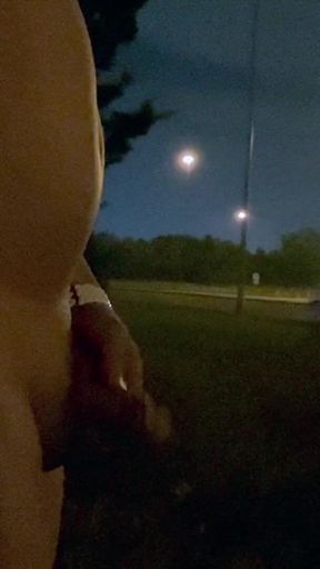 Midnight Roadside Piss Flex: Naked Muscle God Unleashed