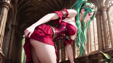 Green eyed warlock in red armor gets her tight cunt pounded raw in the arcade