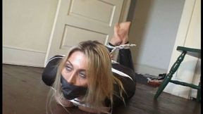 Hogtied Barefoot Nursing Student Toes Tied Mouth Stuffed and Gagged
