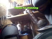 PV Riding Large Black Toy To Balls On Bike Fender In Shed