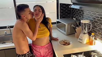 Couple of stepbrothers have homemade sex in the kitchen  H L