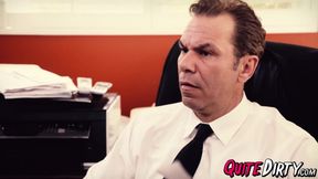Jessa Rhodes's natural tits bounce as she takes a hard pounding from a hung dude in the office