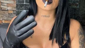 Smoking with leather gloves