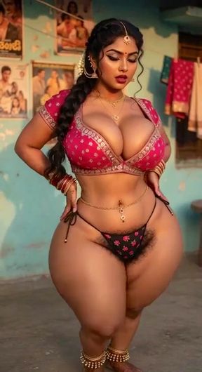 Phat Indian woman shows off her big, bouncy plus-size ass