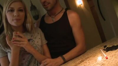 Blonde teen Kris Slater fucks her boyfriend in front of camera