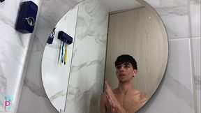 CUTE LATIN BOY SHOWS HIS BIG DICK IN HIS ROOM
