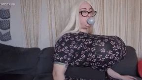 BBW Bubblegum Chewing Breast Inflation Until She Pops!