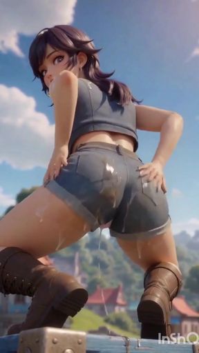 Sexy black-haired 3D anime girl   Clip 1