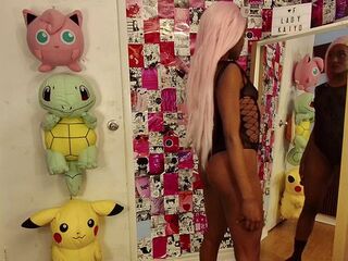 Slutty black hottie LADYKAIYO dropping jaws in wicked ebony underware