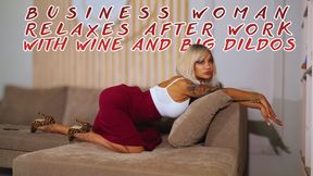 Business Woman Monika Fox Relaxes After Work With Wine And Big Dildos