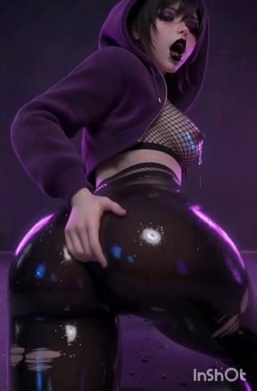 Alternative Goth Hentai Girl Masturbates and Twerks