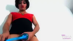 PLaying with a blue cock pump