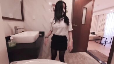 Neighborly Office Girl In Stockings With Mask And Jeans