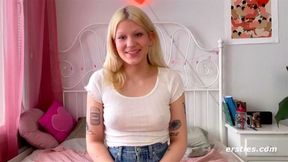 Ersties Cute Blonde Lizzy Grabs A Dildo & Starts Masturbating