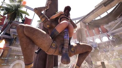 Lara Croft’s public surrender to the ancient statue’s ritual