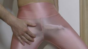 Masturbation with Pink Spandex Leggings