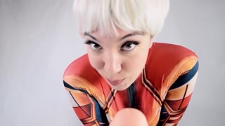 MILF CAPTAIN MARVEL BANGS PETER PARKER POV - Little Puck - Superheroine POV Fucking Cosplay