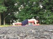 I had high intensity sex training with a fuck buddy in a park near the Tokyo Olympic venue!②【Spanked