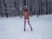 White stocking outdoor snow fight. Happy New Year wishes from Jeny Smith