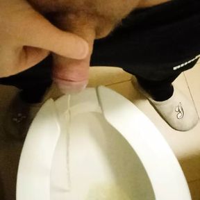 Pissing sweet piss from a big cock after a good blowjob from my cousin