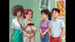 Class full of naked teens with a sexy ebony teacher