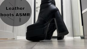 High leather boots try on ASMR