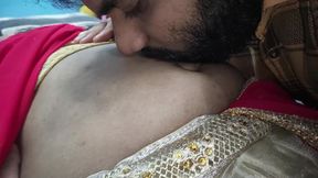Red Half Saree Navel Lick Romance