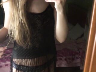 lesbo gal seduces at the mirror. Lesbo dance whilst her girlfriend is in the shower