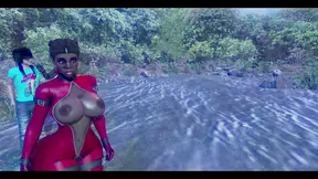 Big Butt White and Ebony Babes in Space