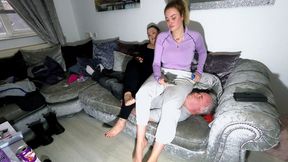 Natalia & Jennifer Sit On The Slave On The Couch (4K)