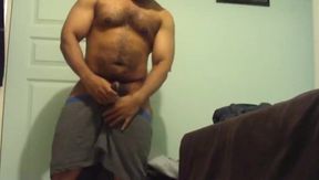 Cute Black Hairy Cub Jerks Off & Cums