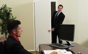 Dashing moments two business men fuck in the office