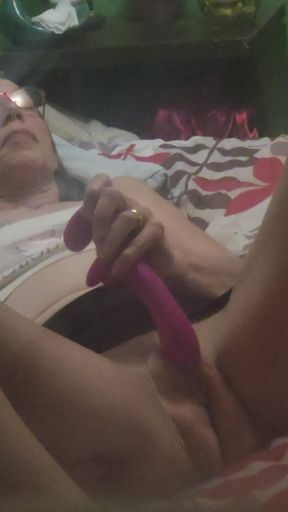 Masturbating in Sheer Pantyhose with a Dildo