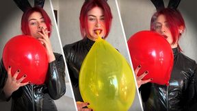 Sabina’s Red Lips and Smoke - Latex Balloons Destruction