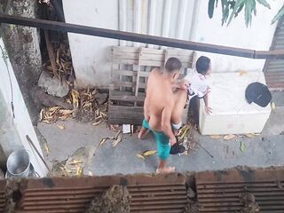 Having sex on the terrace with Jasmine Santanna
