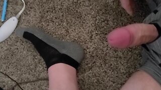 Self-pleasuring in living room