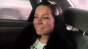 Emmy in hot Chick gives head to a horny guy in his car