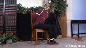 Able To Stand From His Chair Tie, Tape Gagged Kale Triplex Ends Up On The Floor! 1080p Version