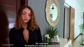 Delivery Girl Drops the Package Pays with Her Ass!