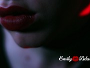 Second Skin -TS in leather catsuit high heels cinematic trailer artistic synthwave Emily Adaire red