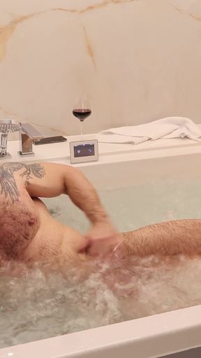 Hairy Muscle Stud: Luxury Jacuzzi Strip &amp; Raw Jerk off - 4K Bodybuilder Solo