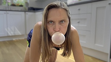 Bubble Gum Blowing Fetish and Chewing Gum Tease