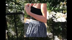 big boobed teen pleasures herself in a public garden