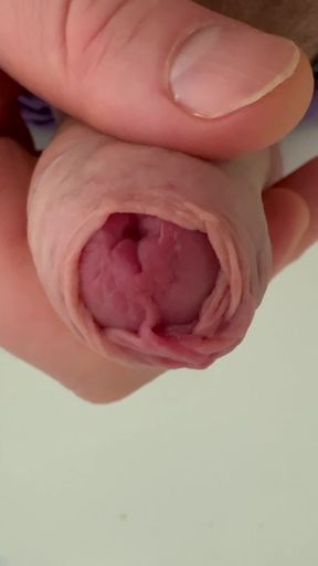 Foreskin. FPov. Jerks off and moves the foreskin.