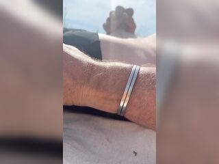 A early morning jizz flow on the beach