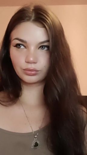 Hot teen thick latina brunette with blue eyes teases you with slow smoking   Clip 1