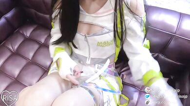 My tiny girlfriend wore idol cosplay and got stuffed full
