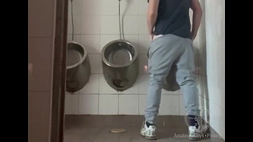 Homemade Roommates Mutual Dare: Expose Your Ass While Peeing in Public Urinal