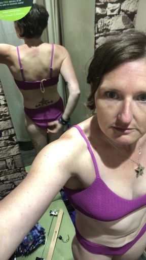 Trying on bikinis as retail therapy after a hairdresser absolutely ruined my hair when I went for a trim!