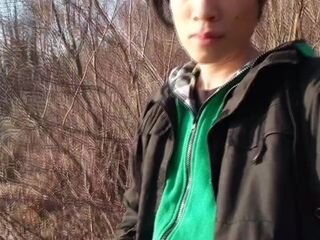 Jon Arteen takes his twink shlong outside, pees in a lake and suddenly feels the urge to masturbate